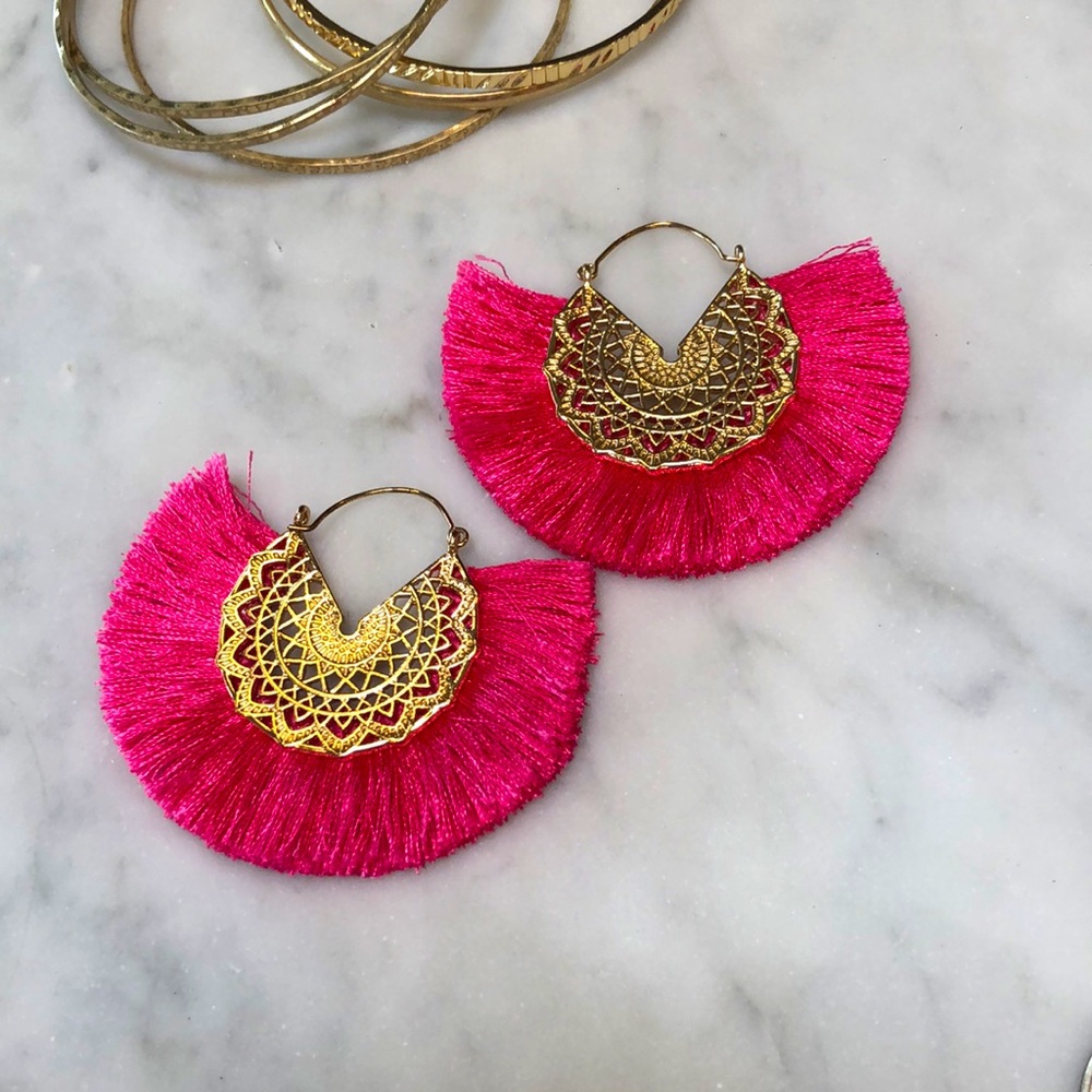Sold! Festive Hot Pink Earrings